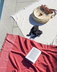 Strandtuch Malte korallenrot, 90x170 cm