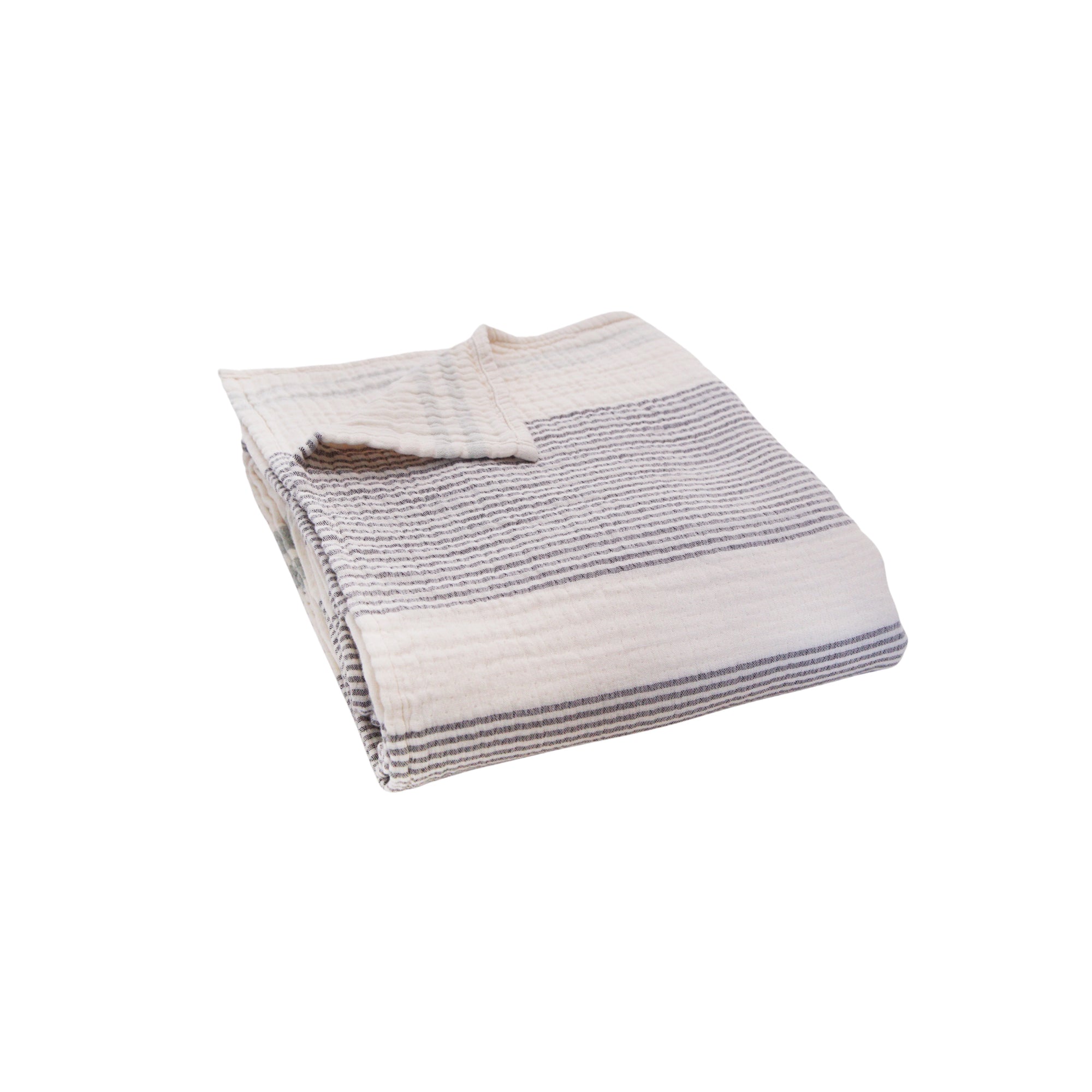 Musselin Decke Nils beige-dunkelgrau, 140x200 cm