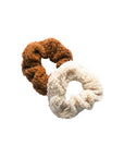 Teddy-Haargummis 2er-Set kamel & beige, 12cm