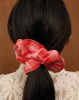Haargummi Vichy-Print rosa-rot