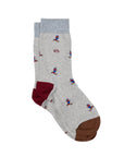 Socken Skifahrer grau/beige/weinrot, One Size 41-46