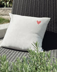 Musselin Kissenbezug mit Stick Herz weiss-rosa-rot, 40x40 cm