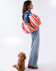 Weekend Bag Streifen rosa-rot, 22x42x28 cm