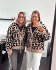 Cardigan Leo-Print mokka-schwarz