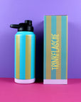 Trinkflasche Stripes petrol/olive-gold/flieder, 1000 ml