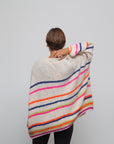 Oversized Strickjacke gestreift ecru/bunt, One Size