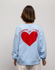 Sweater Summer of Love hellblau-rot, One Size