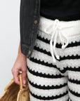 Strickhose gestreift schwarz-weiss, One Size