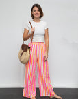 Sommerhose gestreift pink-orange-weiss, One Size
