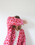 Strickjacke Leopardenmuster rosa/rot One Size