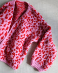Strickjacke Leopardenmuster rosa/rot One Size