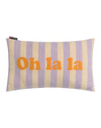 gefülltes Kissen Oh la la gestreift lila, 30x50 cm