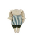 Stofftier Hase "Kindergartenkind" wollweiss-oliv, ca. 16 cm