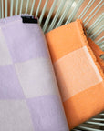 Decke Schachbrett orange, 140x180 cm
