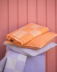 Decke Schachbrett orange, 140x180 cm