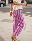 Hose gestreift rosa-lila mit weitem Bein