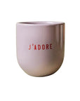 Tasse J'ADORE flieder-rot, 8x8x8 cm