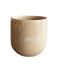 Tasse L'AMOUR hellbraun-weis, 8x8x8 cm