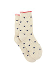 Glitzersocken Herzen creme-marineblau, One Size 36-40
