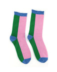 Glitzersocken Colorblock rosa-grün, One Size 36-40