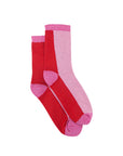 Glitzersocken Color-Block rot-rosa, One Size 36-40