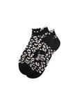 Knöchelsocken mit Leopardenmuster und Rüschen schwarz-beige, One Size 36-40