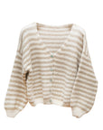 Strickjacke gestreift ecru/beige, One Size