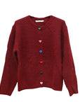 Strickjacke mit bunten Knöpfen, burgundrot