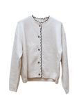 Cardigan ecru mit scharzen Rändern, One Size