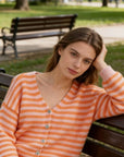 Strickjacke gestreift orange/rosa, One Size