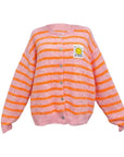Strickjacke gestreift rosa/orange, One Size