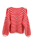 Strickjacke gestreift rot/rosa, One Size