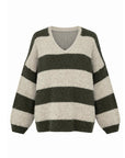 Strickpullover gestreift khaki-ecru, One Size