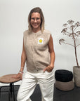ärmellose Strickweste beige, One Size