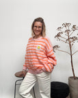 Strickjacke gestreift rosa/orange, One Size