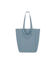 Shopper gestreift himmelblau/schwarz, 49x20x39 cm