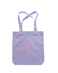 Tragetasche mit Stick Smiley Happy lila, 37x40 cm