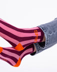 Damensocken SPRITZ gestreift violett/rosa/orange, One Size 36-40