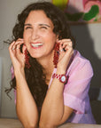 Armbanduhr Himbeereis rot-rosa kariert