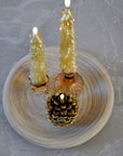 LED-Kerze Tannenzapfen braun-gold, 8x10 cm
