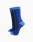Glitzersocken Color-Block navyblau-blau, One Size 36-40