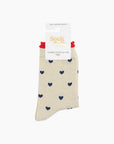 Glitzersocken Herzen creme-marineblau, One Size 36-40