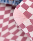 Damensocken kariert hellrosa/ecru, One Size 36-40