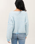 Strickjacke gestreift ecru/hellblau, One Size