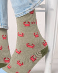 Socken Krebs khaki/orange/hellblau, One Size 41-46