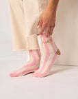 Damensocken AMOUR gestreift ecru/rosa, One Size 36-40