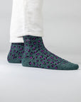 Glitzernde Damensocken Leopardenmuster grün/ violett, One Size 36-40