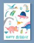 Postkarte Happy Birthday mit Dinos