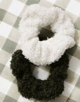 Teddy-Haargummis 2er-Set, khaki & ecru, 12 cm