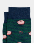 Socken Schweinchen grün/blau/rosa, One Size 41-46